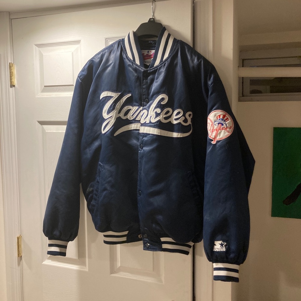 Vintage Starter Yankees Satin Button Up Jacket. L
